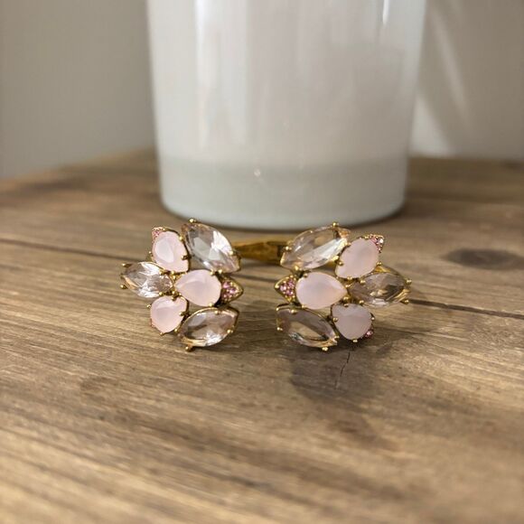 Kate Spade New York Blushing Blooms Gold Hinged Bangle Bracelet - Picture 2 of 8